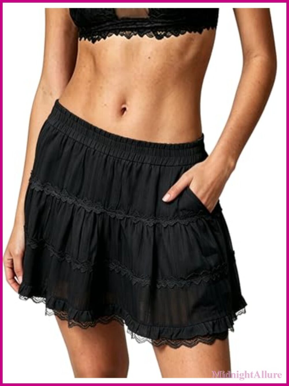 Women Flowy Tiered Ruffle Mini Skort with Built-in Shorts & Pockets S